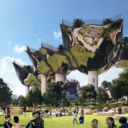 Heatherwick Studio está transformando una isla artificial en el río Han, en el centro de Seúl, en un nuevo parque público.​